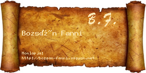 Bozsán Fanni névjegykártya